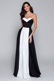 Black and White Sweetheart Long A Line Formal Dress