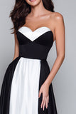 Black and White Sweetheart Long A Line Formal Dress