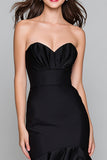 Black and White Sweetheart Mermaid Long Formal Dress with Ruffles