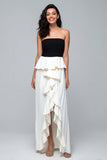 Black and White High Low Strapless Formal Dress with Ruffles