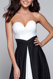 Black and White Patchwork Sweetheart Maxi Formal Dress