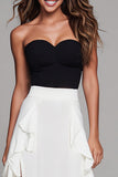 Black and White Sheath Sweetheart Long Formal Dress with Ruffles