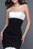 Black and White Sweetheart Ruffled Mermaid Long Formal Dress