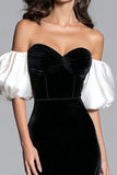 Black and White Velvet Mermaid Corset Maxi Formal Dress