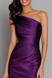 Purple Satin One Shoulder Mermaid Long Formal Dress