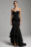 Black Mermaid Sweetheart Ruffled Long Formal Dress