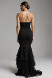 Black Mermaid Sweetheart Ruffled Long Formal Dress