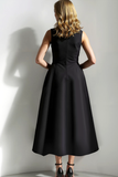 Black White A Line Asymmetrical Wedding Guest Dress