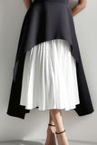 Black White A Line Asymmetrical Wedding Guest Dress