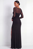 Cabernet Ruched Mermaid Illusion Neck Long Formal Dress with Silt