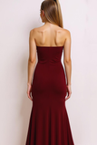 Cabernet Chiffon Mermaid Strapless Maxi Formal Dress