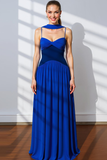 Pink Chiffon A Line Spaghetti Straps Maxi Wedding Guest Dress