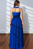 Pink Chiffon A Line Spaghetti Straps Maxi Wedding Guest Dress