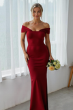 Pink Mermaid Off the Shoulder Long Wedding Guest Dress