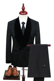Glitter Navy 2 Piece Shawl Lapel Prom Men's Suits