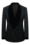 Glitter Navy 2 Piece Shawl Lapel Prom Men's Suits