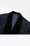 Glitter Navy 2 Piece Shawl Lapel Prom Men's Suits