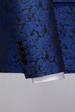 2 Piece Blue Jacquard One Button Shawl Lapel Prom Men's Suits
