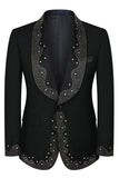 Sparkly 3 Piece Black High End Prom Men's Suits with Rhinestones