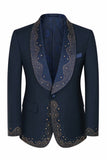 Sparkly 3 Piece Black High End Prom Men's Suits with Rhinestones