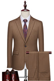 Sparkly Coffee 2 Piece Plaid Notched Lapel Prom Men's Suits