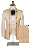 3 Piece Khaki Double Breasted Jacquard Gorgeous Prom Men's Suits