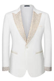 3 Piece Ivory One Button Prom Elegant Men's Suits with Pockets