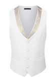 3 Piece Ivory One Button Prom Elegant Men's Suits with Pockets