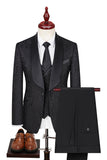 Dark Green Jacquard Shawl Lapel 3 Piece Prom Men's Suits