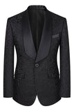 Dark Green Jacquard Shawl Lapel 3 Piece Prom Men's Suits