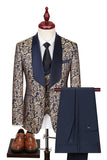 Dark Green Jacquard Shawl Lapel 3 Piece Prom Men's Suits