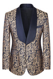 Dark Green Jacquard Shawl Lapel 3 Piece Prom Men's Suits