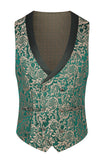 Dark Green Jacquard Shawl Lapel 3 Piece Prom Men's Suits
