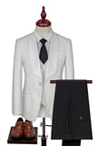 Dark Green Jacquard Shawl Lapel 3 Piece Prom Men's Suits