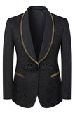 3 Piece Black Jacquard Shawl Lapel Prom Men's Suits
