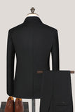 Black 3 Piece Notched Lapel Solid Prom Men's Suits