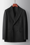 2 Piece Peak Lapel Double Breasted Black Prom Men's Suits