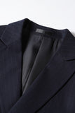 Navy Striped Double Breasted Peak Lapel 2 Piece Prom Men's Suits