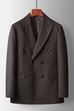2 Piece Peak Lapel Coffee Prom Men's Suits with Pockets