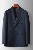 2 Piece Peak Lapel Navy Prom Men's Suits with Pockets