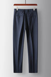 2 Piece Peak Lapel Navy Prom Men's Suits with Pockets