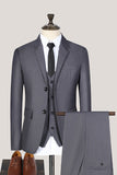 3 Piece Notched Lapel Single Breasted Black Prom Men's Suits