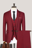 3 Piece Black Notched Lapel One Button Prom Men's Suits