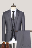 3 Piece Black Notched Lapel One Button Prom Men's Suits