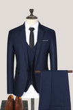 3 Piece Black Notched Lapel One Button Prom Men's Suits
