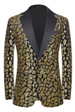Sparkly Black Sequins 2 Piece Golden Prom Men's Suits