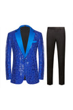 Sparkly Black Sequins 2 Piece Golden Prom Men's Suits