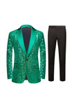 Sparkly Black Sequins 2 Piece Golden Prom Men's Suits