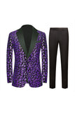 Sparkly Black Sequins 2 Piece Golden Prom Men's Suits