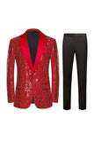 Sparkly Black Sequins 2 Piece Golden Prom Men's Suits